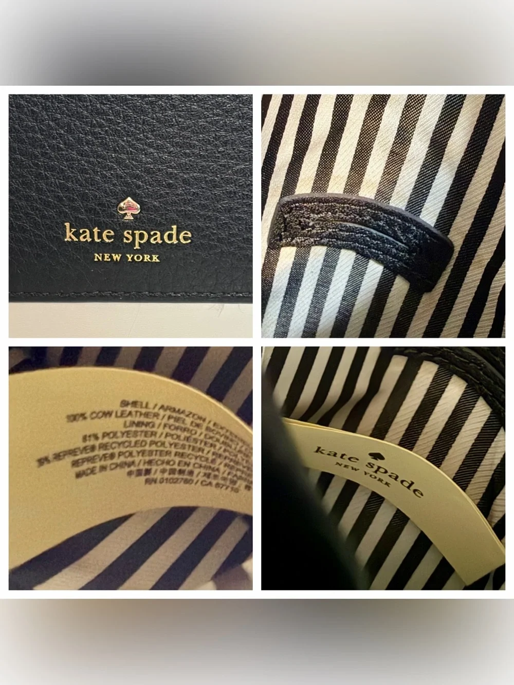 Kate Spade NY Pearl & Black Pebbled Iphone Sleeve Crossbody Bag